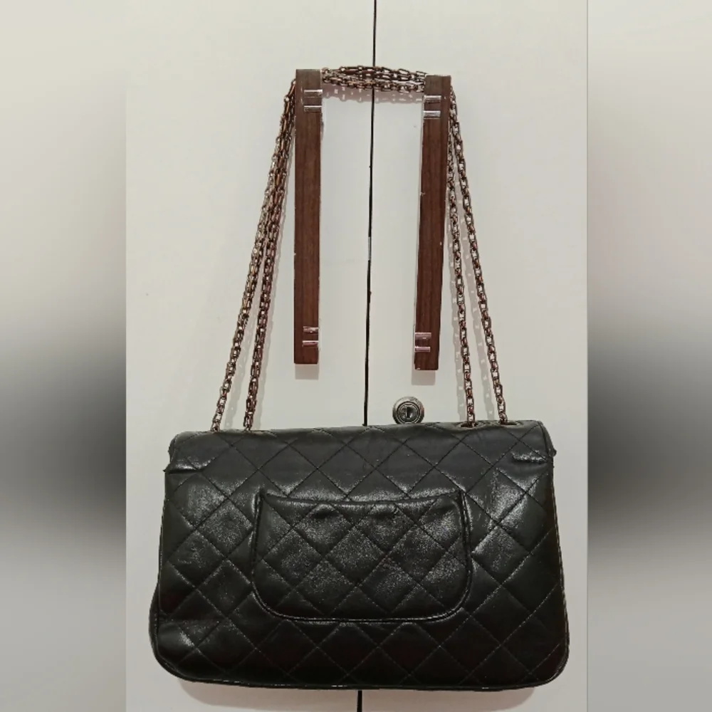 Calfskin synthetic luxury leather flap shoulder bag black 🖤 - Picture 12 of 16